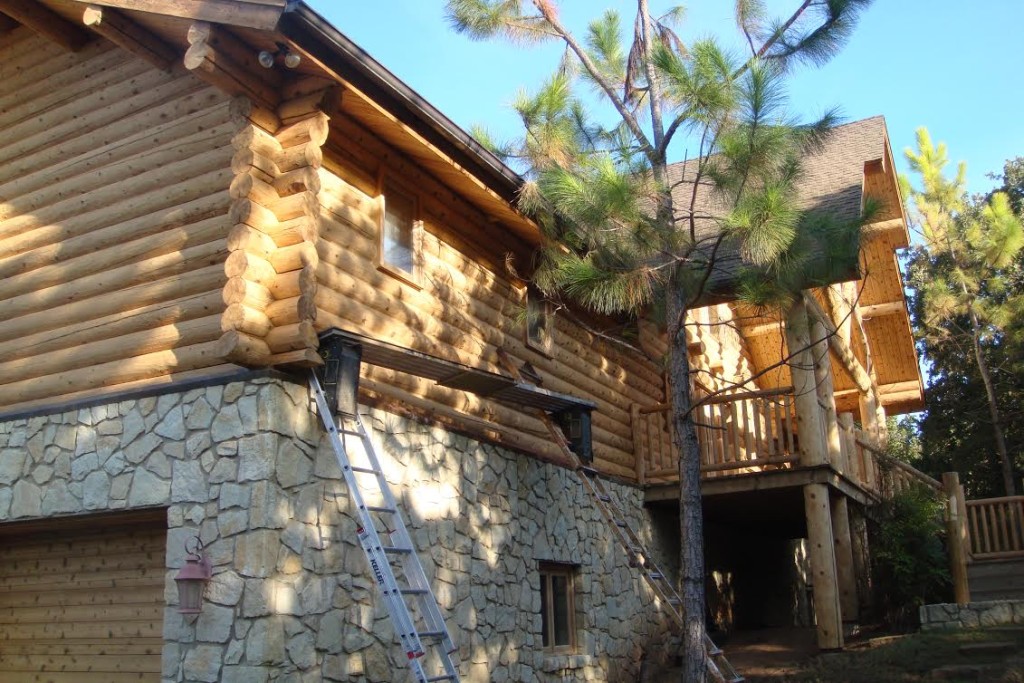 Log home care staining